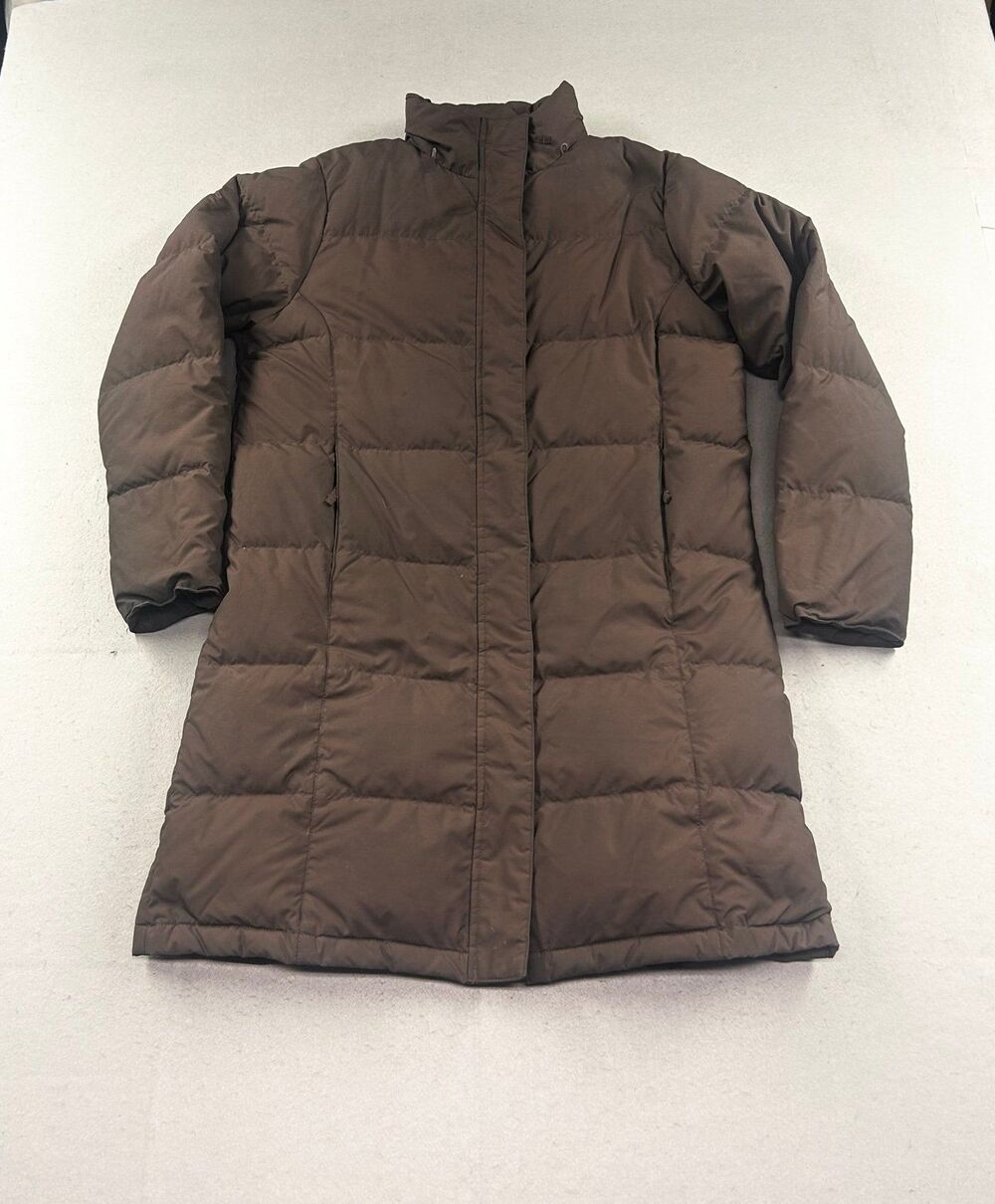 LL Bean Womens Small Brown Parka Puffer Jacket Coat Goose Down Long 0 BCU6
